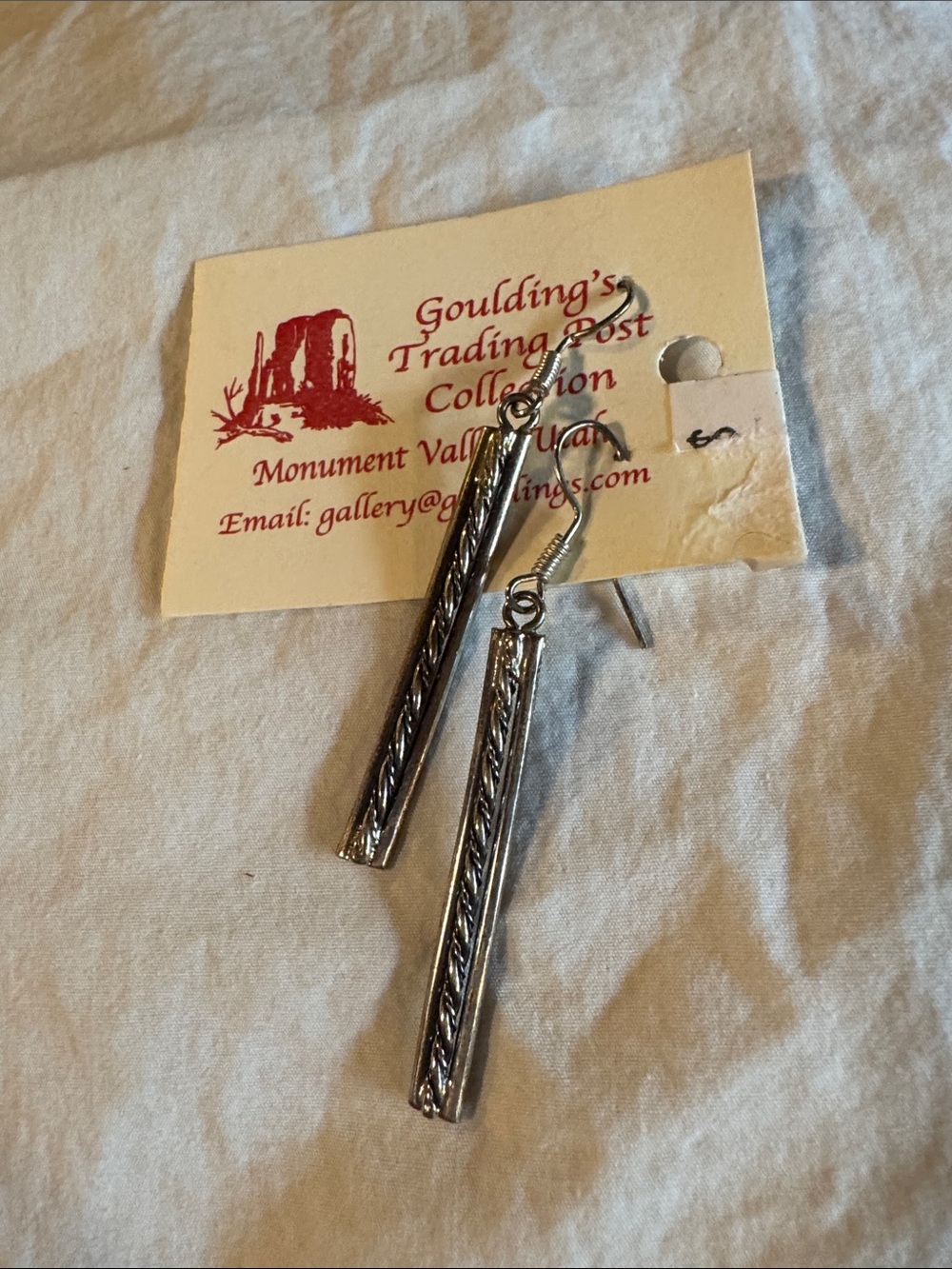 Native American Silver-Tone Braided Bar Dangle Earrings